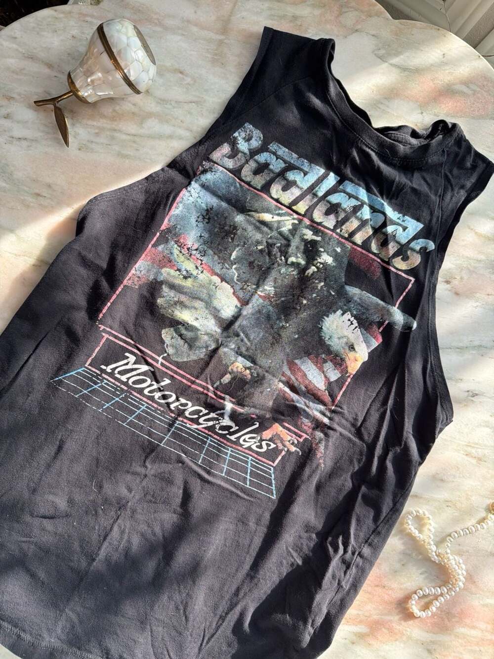 Cotton On T-Bar Badlands Motorcycles Graphic Muscle Tank Top